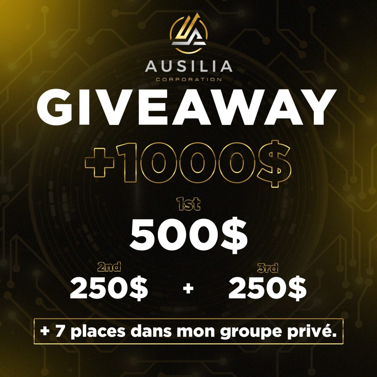 Win $1000 +7 Places Group VIP Giveaway