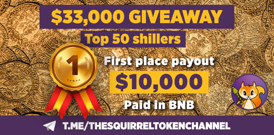 Win $33,000 Total Prizes Giveaway | Squirrel Token