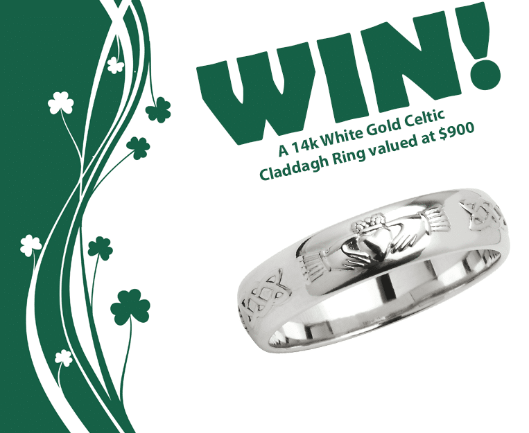 Win 14K White Gold Celtic Claddagh Ring Giveaway