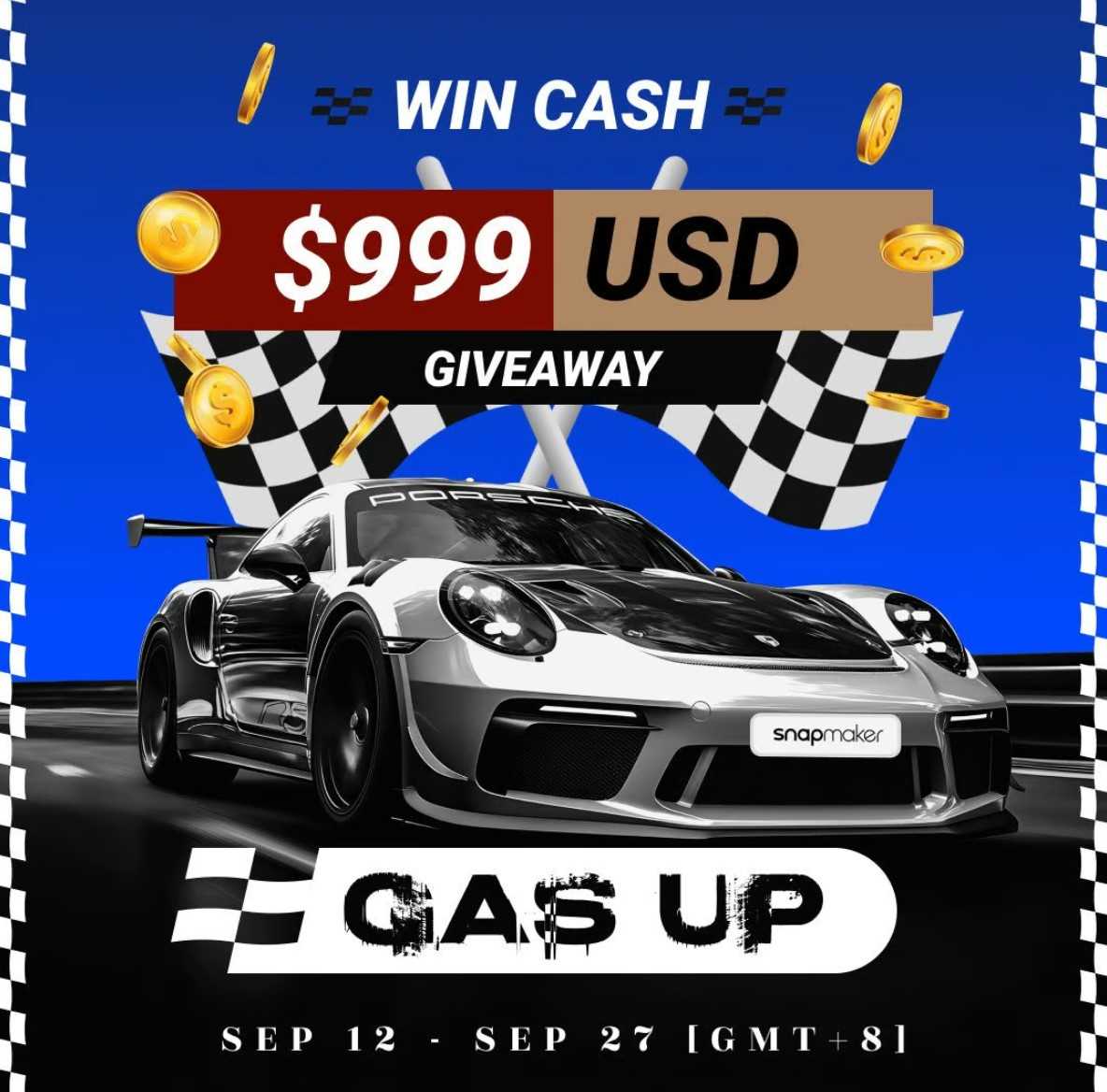 Gas UP Giveaway: Win Cash $999 USD