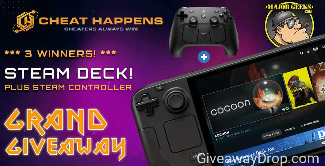 Major Geeks x Cheat Happens Steam Deck OLED + Controller Giveaway